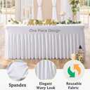 6 Pack Spandex White Tablecloths for 8 Foot Rectangle Tables, Stretchy Table Cloths 8ft Fitted Table Cover Desk Skirt for Parties Weddings Birthday Banquet Baby Shower
