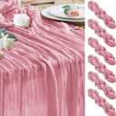 Wokceer Cheesecloth Table Runner 6Pack 10FT Pink Boho Gauze Cheese Cloth Table Runner for Party Long Rustic Sheer Table Runners for Baby Bridal Shower Wedding Easter Table Decor