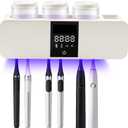 3 in 1 Toothbrush Cleaner Holders for Bathrooms,Wall Mounted Toothbrush Holders with Drying and Cleaning,Smart LED Screen,6 Toothbrush Slots,3 Cups and Toothpaste Dispenser (White)
