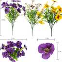 lovemoon 2 Sets Artificial Hanging Pansy Flowers with Baskets, 24 Pcs UV Resistant Faux Silk Pansy Outdoor Hanging Flower for Porch Patio Garden Home Spring Decor (2, White,Yellow,Purple)