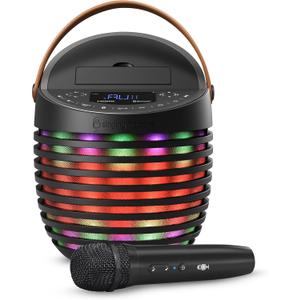 Singing Machine Karaoke system for Adults & Kids with Wireless Microphone, SingCast One - Karaoke Speaker with Video Casting Technology, Karaoke System with Bluetooth & Echo Effects (Black)