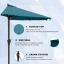 AreShark 9FT Half Patio Umbrella, Outdoor Wall Umbrella with Crank & 5 Sturdy Ribs, Table 1/2 Umbrella Patio for Garden, Deck, Balcony and Pool, Lake Blue