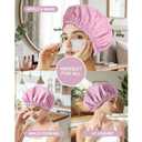 3 x Shower Cap for Women, Double Layer Waterproof Bath Cap, Reusable Hair Protector, Large Waterproof Shower Bonnet Washable Elastic Band Bath Hair Hat for Long Hair, Braids - Purple