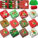 Blulu 48 Set Christmas Bakery Boxes Bulk 5x5x3 Inch with Christmas Tree Tags and Rope Clear PVC Window Christmas Cupcake Boxes Containers for Christmas Cookie Goodie Candy Package Party Treat Gift