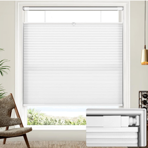 Lazblinds No Drill TDBU Cellular Shades, 30.5" W x 64" H, White
Light Filtering Upgraded No Tools Easy Install Cordless Top Down Bottom Up Honeycomb Blinds for Windows
