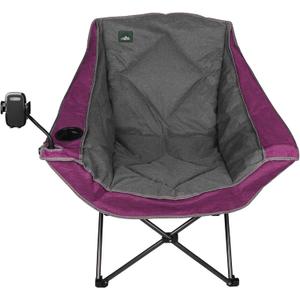 Oversized Foldable Camping Chair with Cell Phone Holder,Outdoor Padded Lawn Chair w/Cup Holder,Carry Bag for Beach, Hiking, and Picnics,Heavy-Duty 300-lbs Capacity, Purple (Purple With Phone Holder)