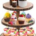 3 Tier Cupcake Stand Wood Dessert Stands CupcakeTier Stand Rustic Cupcake Display Holder Stand Farmhouse Cake Stand for Dessert Table Displays, Birthday, Theme Party, Graduation, Baby Shower Tea Party Decoration