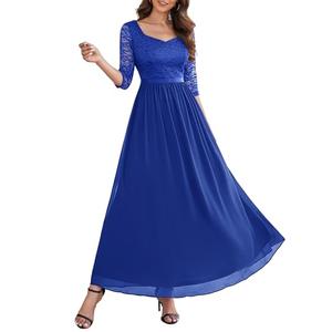Wedtrend Women's Formal Dress Floor Length Prom Dress Elegant Evening Dress Long Sleeve Mother of The Groom Dress Dating Dress WT0312 Royal Blue M