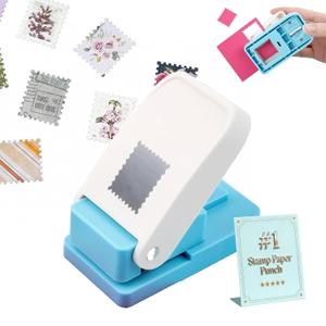 Stamp Paper Punch, 1x0.8inch Postage Puncher, Square Shaped Cutter Hole, Rectangular Crafts Punches Tools for Card Making, Scrapbooking, Journaling, DIY Arts & Crafts Supplies