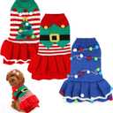 3 Pcs Christmas Dog Sweater Dresses Xmas Costumes for Small Dogs Winter Warm Puppy Cloth Xmas Holiday Sweaters Christmas Dress Outfit for Dachshund Chihuahua Maltese Puppy Girls(M)
