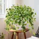 INQCMY Artificial Fake Hanging Plants Philodendro for Outdoors Spring Decoration, 3Pcs Faux Pothos Vines Realistic Greenery UV Resistant for Home Office Bedroom Bathroom Living Room Indoor