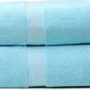 2 x Fluffy Cotton Bath Towels Set650GSM,2-Piece Set, Thickened and Enlarged(31.5x63 inches),Super Absorbent,Soft,Suitable for Hotel, Bathroom, Swimming Pool, SPA,Gift (Sky Blue)
