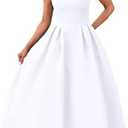 YMDUCH Women's Elegant Sleeveless Crew Neck Backless Swing A Line Evening Party Long Dress, M size