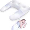 SAHEYER Side Sleeper Pillows for Adults, U Shaped Body Pillow for Pain Relief, Orthopedic Memory Foam Shoulder Pillow for Side,Stomach, Back, Arm with Removable Washable Cover (Upgraded Version),White (25.59x 23.93x4.72/2.36 inch)