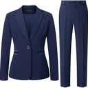 Women's 2 Piece Suit One Button Dressy Blazer Pants Suit Set Business Casual Outfits, Size L