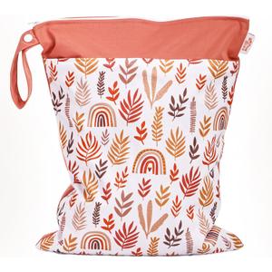 2 x Wet Bag,Wet Dry Bag,Wet Bag for Swimsuit,With Two Zipper Wet dry Pouch,Waterproof Reusable Rainbow Multicolored Leaf