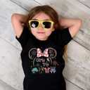 Magical Kingdom Castle for Little Girls Funny Graphic Vacation Trip Short Sleeve Tee (Black)