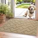 hicorfe Front Door Mat Outside Entrance,20"x31.5" Absorbent Muddy Dirt Resist Welcome Door Mats Outdoor Indoor,Stain and Fade Resistant,Non Slip Backing Entry Mat Doormat for Entryway(Beige)