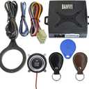 BANVIE Car RFID Push to Start Ignition Kit, Keyless Go Engine Start Stop Button System with Leather Key, Anti-Thief Double Layer Start Protection for Most DC12V Cars