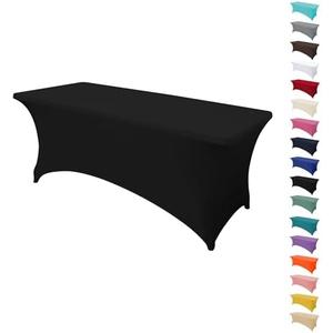 MRGSDL 8FT Table Cloth,Stretchable,Fitted Table Cover,Wrinkle Stain Resistant,Washable Spandex Fabric for Parties,Weddings,Banquets,Perfect for Parties,Weddings,and Banquet Tablecloths, Pack 2
