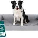 Furhaven Orthopedic Dog Bed for Large/Medium Dogs w/ Removable Bolsters & Washable Cover, For Dogs Up to 55 lbs - Plush & Suede Sofa - Gray, Large