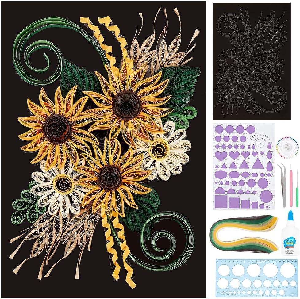 WEBEEDY Paper Quilling Kit DIY Sunflower Paper Filigree Kit with Quilling Strips Tool and Supplies Paper Quilling Set for Beginners Handmade Crafts Modern Room Wall Art Decor Gift,2127.9cm/8.311"