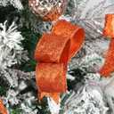 MAYREEL 1.5 Inch Copper Ribbon Wired Terracotta Glitter for Christmas Decorations Gift Wrapping Wreath Supplies Tree Toppers Garland Crafts 10 Yards