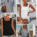Velvelhall 3 Pack Summer Women's Tank Tops Casual Sleeveless Shirt Loose Fit Square Neck Tank Top (Small,Gray, White, Black)