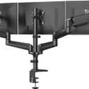 HUANUO Triple Monitor Mount for 17 to 32 inch Screens, Adjustment Gaming Triple Monitor Stand with Swivel, Tilt, Rotation, Clamp & Grommet Kit (Black)