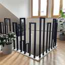 U-Shaped Staircase Handrail, Stair Railing Indoor Outdoor, Sturdy U-Shaped Guardrail,Industrial Handrail,Wrought Iron Railing for Stairs Garden Loft Corridor ﻿ ﻿ (Black, 35in/90cm)