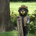 Hi-Line Gift Ltd Bear Standing with Welcome Sign Statue