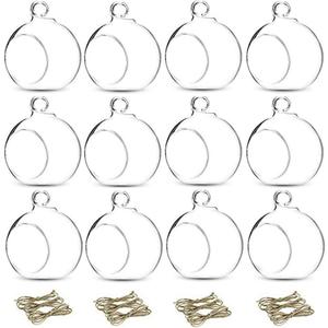 12 Pcs 3.15"/ 8cm Hanging Glass Tealight Holder Globe Plant Terrariums Glass Orbs Air Plants Tea Light Candle Holders Home Decor Indoor Outdoor Garden DIY Gifts (9 Pcs + 3 Pcs)