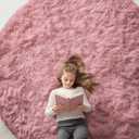 OLANLY Pale Pink Round Rugs for Bedroom - Machine Washable, 7 ft Circle Area Rugs for Living Room, Soft and Fluffy Shaggy Carpet for Teen Girls and Boys, Nursery Rooms, Dorms, Home Decor Aesthetic
