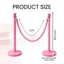 Velvet Pink Stanchion Set – 6 Stanchion Posts and 4 Pink Ropes Crowd Control Rope Safety Barriers Kit for Events Weddings Red Carpet Poles Ropes Set