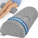 5 STARS UNITED Knee Pillow for Back Sleeping  Memory Foam Cushion for Sciatica Pain Relief  Under Leg Support for Sleeping on Back  Large Half Moon Bolster for Bed, Gray (Grey)