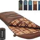 KingCamp Sleeping Bag for Adults, Cold Weather & Warm XL Big and Tall Flannel Sleeping Bags with Compression Sack Portable Waterproof Essentials Gear Accessories for Outdoor Camping (Left Zip, 90" x 35" | 5~39F COFFEE)
