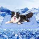 Rywell Dog Cooling Mat, 44*32 Super Thick & Comfortable Cooling Mat for Large Dog with Arc-Chill 3.0 & PCM Tech(Q-Max>0.5), Endothermic Color Changing&Dual Sided for All-Year Use, Portable for Pet Bed (Blue)