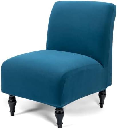 Liykimt Armless Accent Chair Cover Slipcover,Slipper Chair Stretch Spandex Removable for Armless Chair Furniture Protector Covers for Living Dining Room Hotel (Peacock Blue, 1)