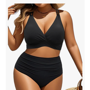 Women Plus Size Two Piece Swimsuit - High Waisted Bikini with Double Straps Tummy Control Bathing Suit 2025 Swimwear, XL