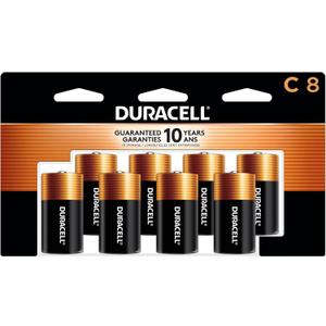 Duracell Coppertop C Batteries, 8 Count Pack, C Battery with Long-lasting Power, All-Purpose Alkaline C Battery for Household and Office Devices