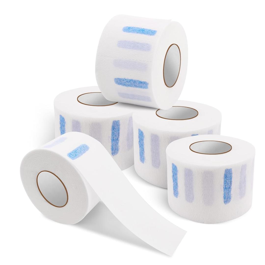 NICEMOVIC 5 Rolls Disposable Barber Paper Neck Strips Barber Accessories, Professional Barber Supplies Stretchy Paper Neck Strips for Salon Haircut Styling