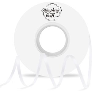 Humphrey's Craft 1/8 Inch White Double Faced Satin Ribbon - 50 Yards Variety of Color for Crafts Gift Wrapping DIY Bows Decoration Sewing and Invitation Card.