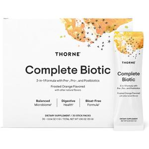 THORNE - Complete Biotic - Probiotic, Prebiotic & Postbiotic for Women, Men & Kids - Supports Gut, Digestive & Immune Health* - Occasional Constipation, Diarrhea, Gas & Bloating Relief* - 30 Servings