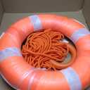 Lifebuoy Set 20Inch Life Preserver Ring and Water Floating Lifesaving Rope 98.4FT,Swim Foam Buoy, Swimming Pool Safety Throwing Ring with Perimeter Rope, Throwable Flotation Device (Orange)