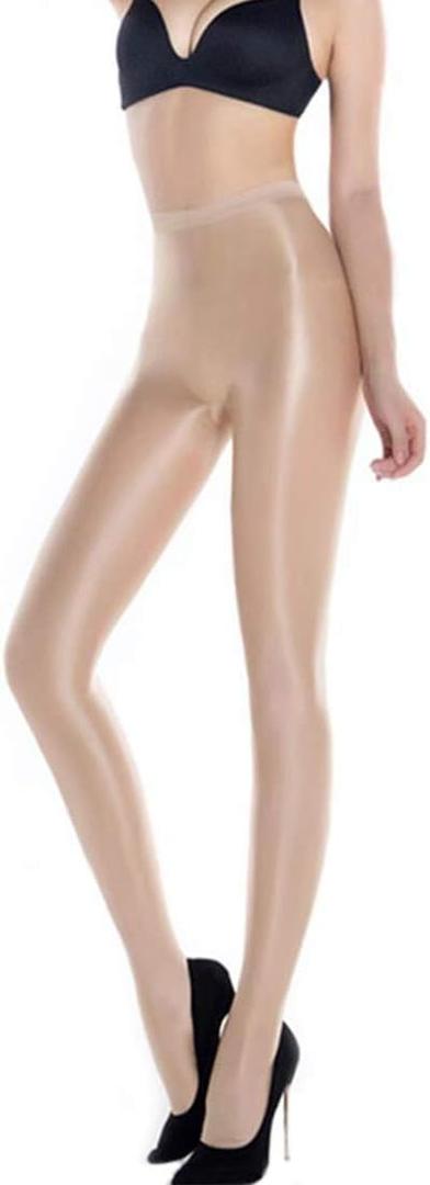 HTRUIYA Women's Oil Shiny Slik Dance Tights 70D High Stretch Tight Shaping Shiny Pantyhose Shimmer Tights for Women (Nude)