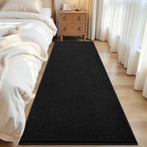 ISEAU 2x6 Runner Rug for Hallway, Soft Memory Foam Carpet with Upgraded Non-Slip Silicone-Grip Bottom, Machine Washable Shaggy Indoor Rug for Kitchen Entrance Nursery Office Bedside Dining Room, Black