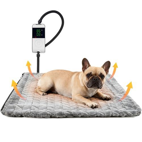 PatiencET Heated Cat Pad 18"x18" – Cat Heating Pad with 6-Temp & 5-Timer, Chew-Proof Steel Cord, Washable Warming Mat for Kittens, Small Dogs, Crate & Sofa