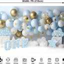 7x5ft First Birthday Backdrop for Boy - Blue Gold White Balloon 1st Birthday Photography Background for Baby Shower Cake Smash Banner Photo Studio Props