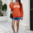 Womens Off the Shoulder Sweatshirt Long Sleeve Pullover Tops Oversized Sweatshirts Trendy Fall Outfits (Orange, M)