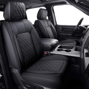 Aierxuan Dodge Ram Car Seat Covers Custom Fit 2009-2026 1500, 2010-2026 2500/3500 Laramie Big Horn Longhorn Crew Quad Regular Cab Waterproof Leather Truck Pickup Cushions(Full Set/Black)